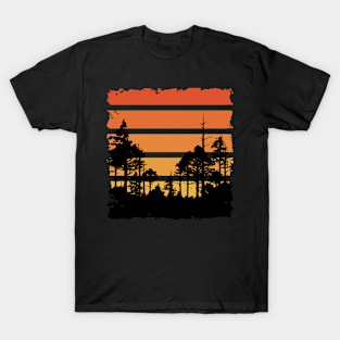 Retro Sunset and Trees T-Shirt